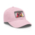 Vibrant watercolor Hugh Jackman baseball cap with neon colors and rectangle patch.