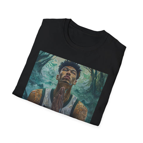 Giannis MVP Basketball Portrait Charcoal Cotton T-shirt.