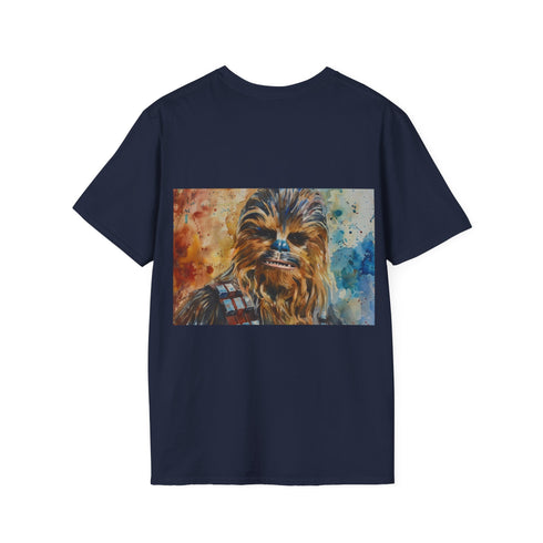 Watercolor charcoal t-shirt with Chewbacca design cotton crew neck regular fit