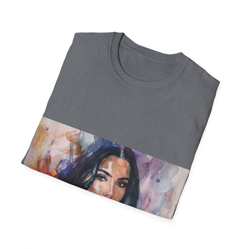 Kim Kardashian watercolor tee in charcoal color, regular fit t-shirt.