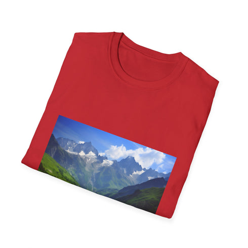Charcoal cotton T-shirt with alpine mountain design DTG printed regular fit