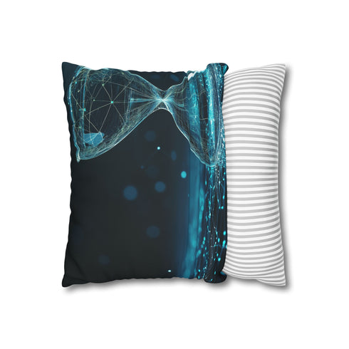 Data Stream Flowing into Hourglass Double-Sided Square Cushion Cover