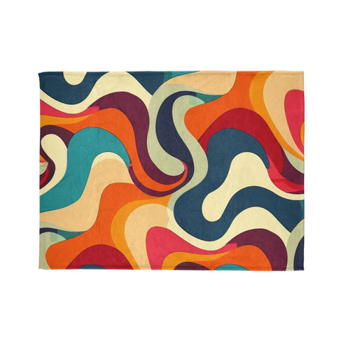 Colorful retro waves cozy blanket for stylish sleep and relaxation.