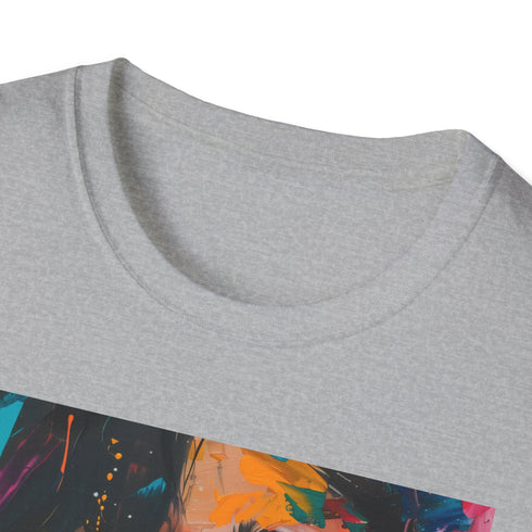 Charcoal cotton crew neck T-shirt featuring vibrant Kylie Jenner portrait