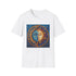 Charcoal cotton t-shirt with intricate sun and moon mandala design