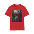 Charcoal crew neck T-shirt with mystical swamp scene in soft cotton