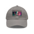 Vibrant neon watercolor baseball cap with light brown patch, rectangle shape.