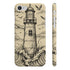 Hand-drawn lighthouse phone case for iPhone 7/8 Plus, glossy finish.