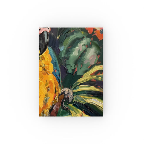 Parrot Paradise Tropical Journal - Colorful parrot design on lush foliage, perfect for jotting down adventures and sketches. Great gift idea!