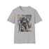Charcoal cotton crew neck t-shirt with watercolor Fallout Power Armor design