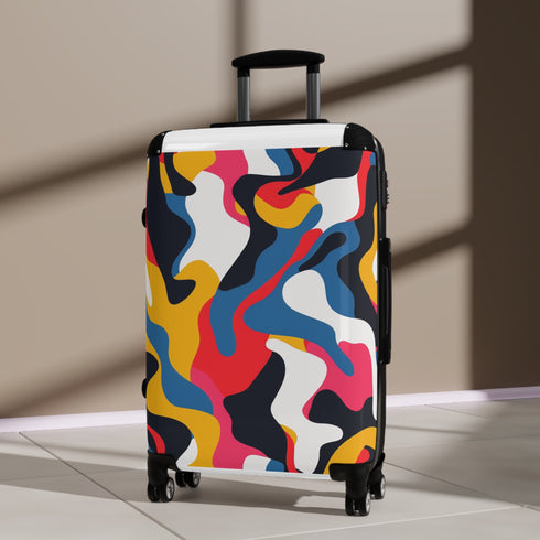 Modern abstract pattern small black suitcase set for travel accessories.