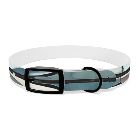 Stylish black onyx dog collar with artisan tile pattern for M-sized dogs.