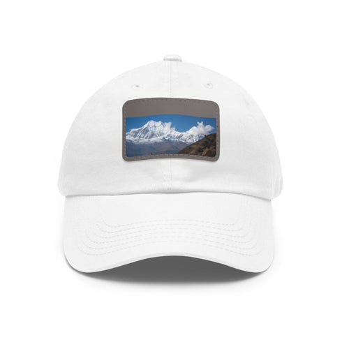 Annapurna Adventure Trek Cap, White with Light Brown Patch, Cotton Unisex Vegan