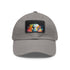 Neon watercolor Jeff Bezos cap in white with rectangle patch.