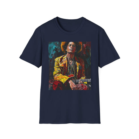 Rhythm and Soul Bruno Mars portrait charcoal t-shirt in size small.