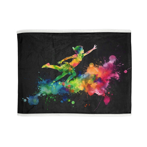 Vibrant watercolor Peter Pan-inspired blanket for cozy nights and magical dreams.