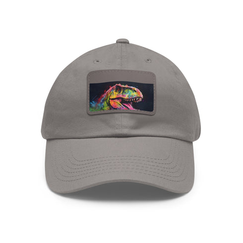 Dino Dreams Watercolor Neon Baseball Cap White Rectangle Unisex Vegan Hat