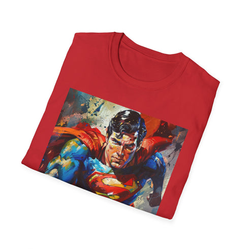 Charcoal Superman T-shirt with vibrant DTG portrait on soft cotton fabric