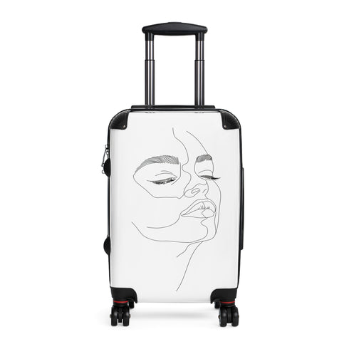 Chic minimalist black travel bag with face-inspired design.