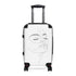 Chic minimalist black travel bag with face-inspired design.