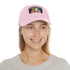 Neon watercolor hat with light brown patch for vibrant summer style.