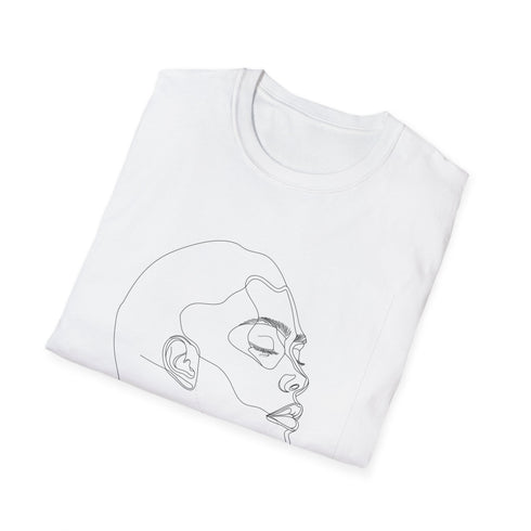 Minimalist Charcoal Face Art T-Shirt with Crew Neck in Size Small