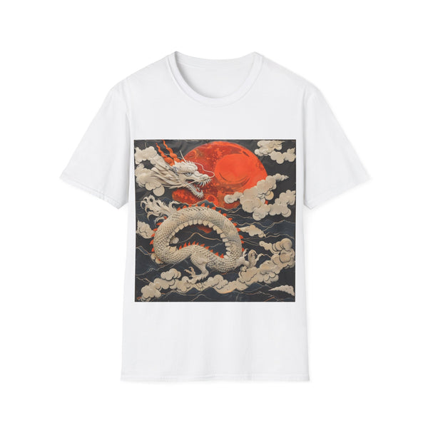 Majestic Japanese Dragon Flight Tee in Charcoal, Size S, Crew Neck.