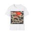 Majestic Japanese Dragon Flight Tee in Charcoal, Size S, Crew Neck.