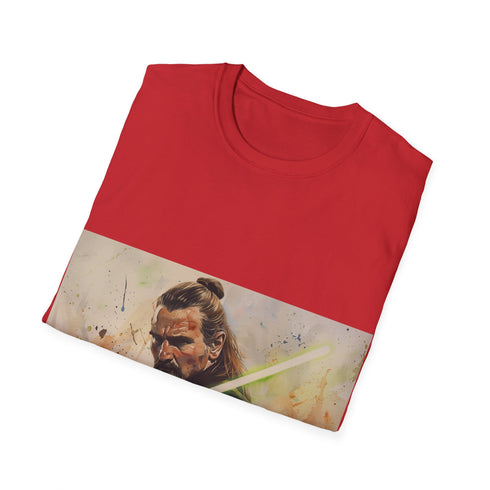 Legendary Jedi QuiGon Jinn Shirt in Charcoal, size Small. Soft cotton crew-neck.