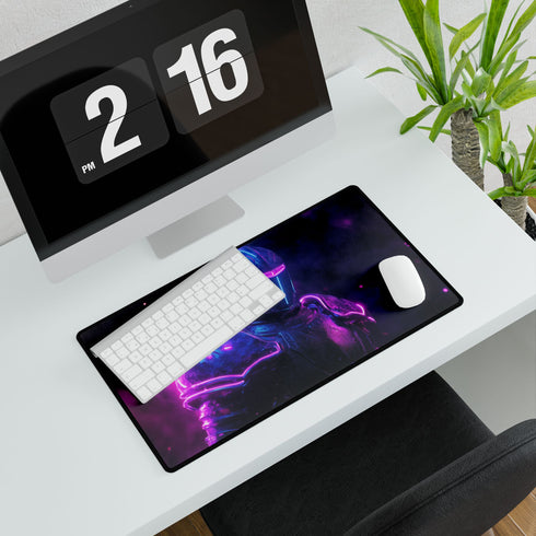 Cyberpunk Neon Armor Knight Sci-Fi Gaming XXL Extended Desk Mat - View 7 | Prints With Passion