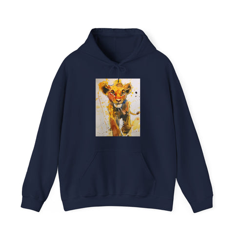 Simba Lion King Navy Hoodie with Young Lion Cub Print.