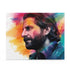 Vibrant neon Bradley Cooper watercolor puzzle with stunning hues.
