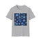 Charcoal grey cotton T-shirt with symmetrical nature-inspired pattern