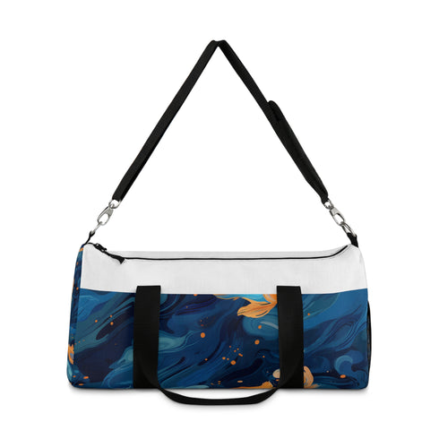 Koi fish duffel bag with all-over print design.