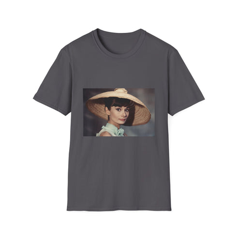 Charcoal tee featuring Audrey Hepburn print Regular fit 100% cotton crew neck