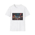 Charcoal cotton crew neck T-shirt featuring a vibrant New York nightlife graphic