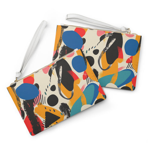 Abstract bright pattern clutch bag in bold & bright modern colors.