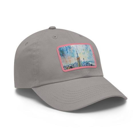 Empire sky splendor cap in white with light brown rectangle patch.