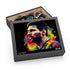 Vibrant Messi watercolor neon puzzle featuring legendary footballer in stunning colors.