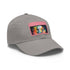 Neon watercolor cotton hat with light brown patch, rectangular shape.
