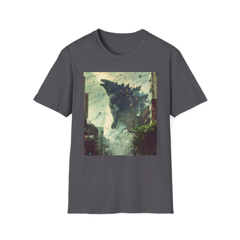 Nuclear Dawn Charcoal Godzilla T-shirt Mens Crew Neck Regular Fit.