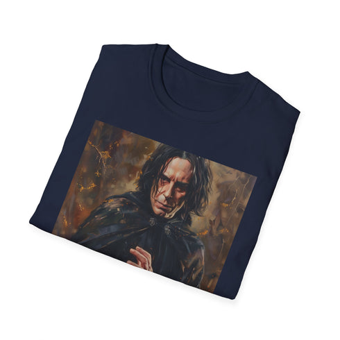 Charcoal Severus Snape portrait T-shirt, depicting his hidden complexities.