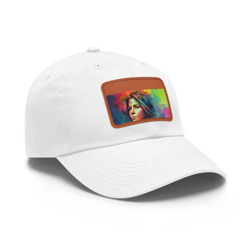 Chic Aniston Aura Watercolor Cap in White/Light Brown Rectangle shape.