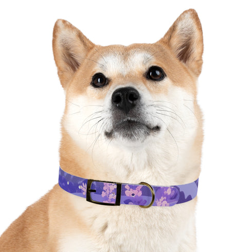 Lavender Fields Dog Collar: M Black Onyx Accessory for Stylish Pets