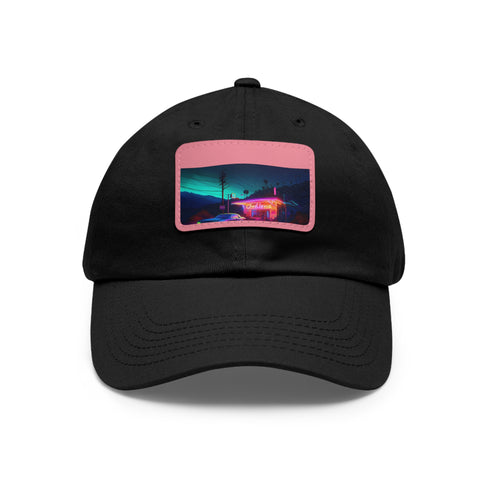 Neon watercolor charm baseball cap with light brown rectangle patch.