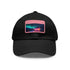 Neon watercolor charm baseball cap with light brown rectangle patch.