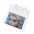Charcoal cotton T-shirt showcasing vibrant Elsa Snow Queen painting textured for summer