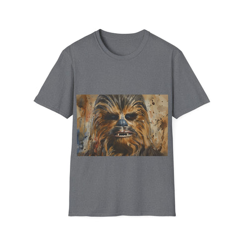 Charcoal Chewbacca watercolor tee with crew neck in soft cotton