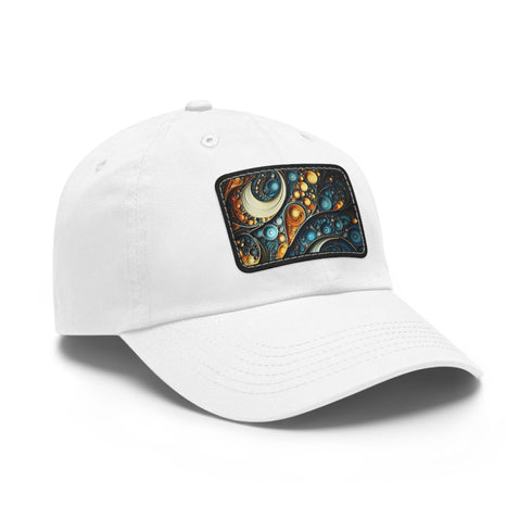 Fractal Fusion Baseball Cap White with Light Brown Patch Unisex Hat