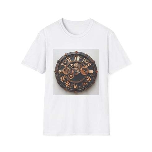 Steampunk charcoal T-shirt featuring intricate gear and cog design for summer wear